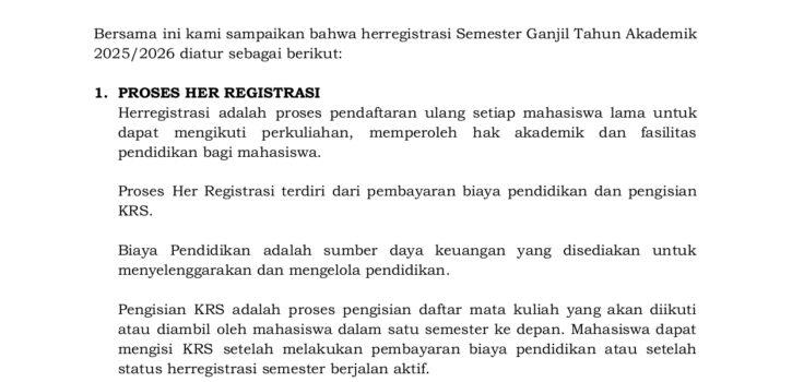 Herregistrasi Semester Ganjil Tahun Akademik 2026/2027